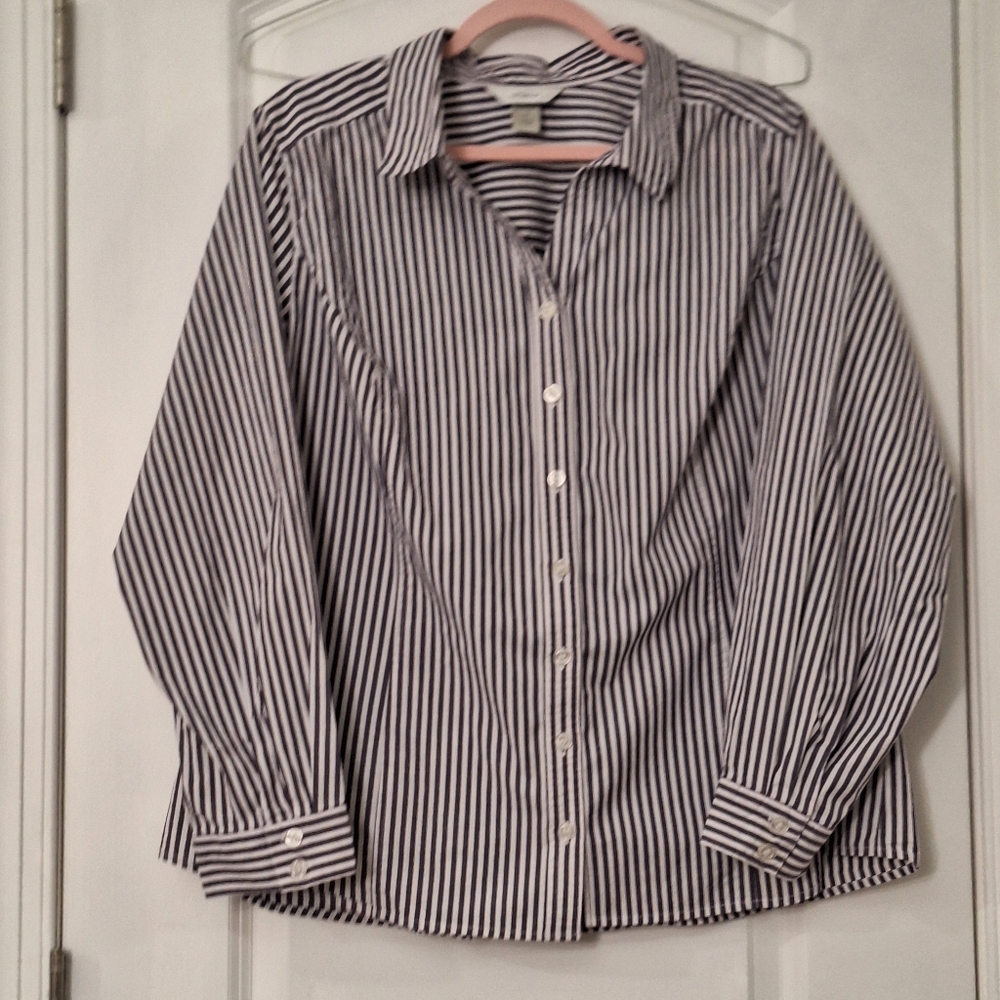 CJ Banks Women's Striped Button Down Shirt